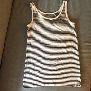 Merona White Tank with Black Stripes